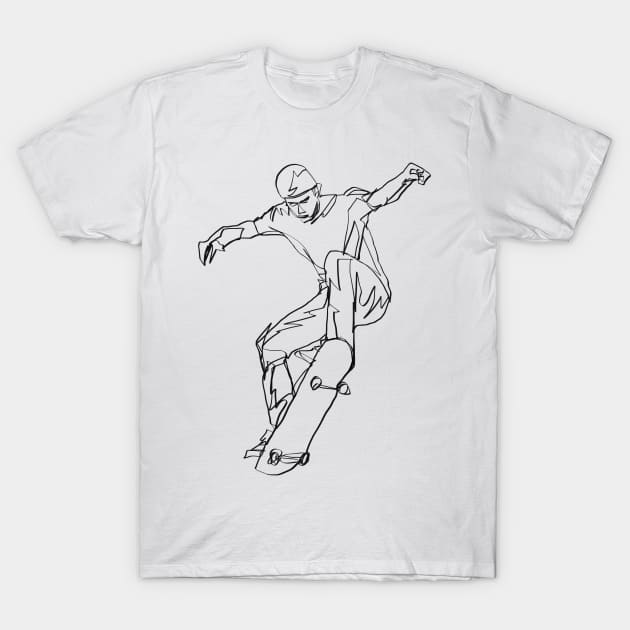 skateboarding line art T-Shirt by Mousely 